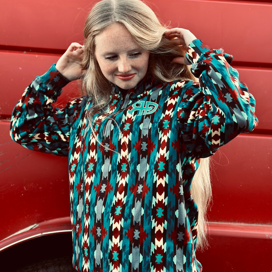 Teal Quarter Zip Rocket Donkey